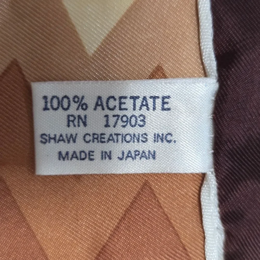 Vintage 70s Shaw Creations Acetate Square Scarf